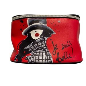 Izak Zip Red Train Case Cosmetic Makeup Bag  Je Suis Belle!